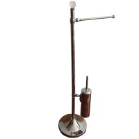 Free Standing Toilet Brush Holder with Towel Bar Bathroom Towel Rail