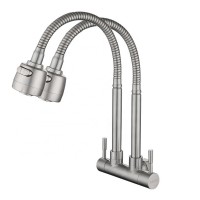 Single faucet installed on the wall, single-water stainless steel two-tube outlet, dual-purpose outlet